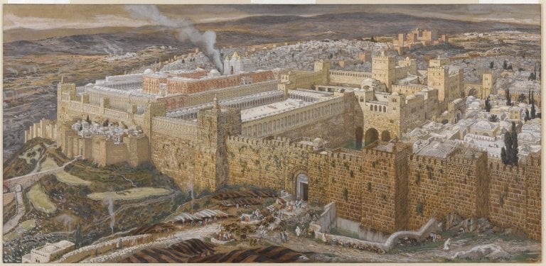 Reconstruction of Jerusalem and the Temple of Herod by James Tissot